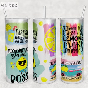 Lemonade Quotes Tumbler Wrap, 20oz Skinny Tumbler PNG File, Seamless Tumbler Sublimation Design, Lemonade Sayings Tumbler PNG
