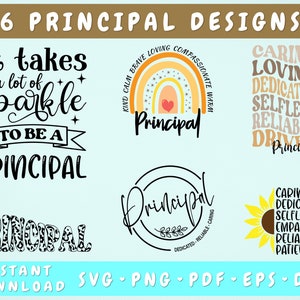 Principal SVG Bundle, 6 Designs, Principal Definition SVG, Principal Shirt Designs, School Principal PNG, Principal Cut Files