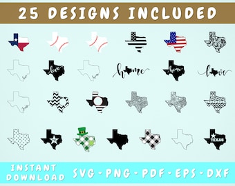 Texas SVG Bundle - 25 Designs, Texas Map Svg, Texas Silhouette, Texas Baseball Svg, Texas Home Svg, Texas Love Svg, Texas Monogram Svg
