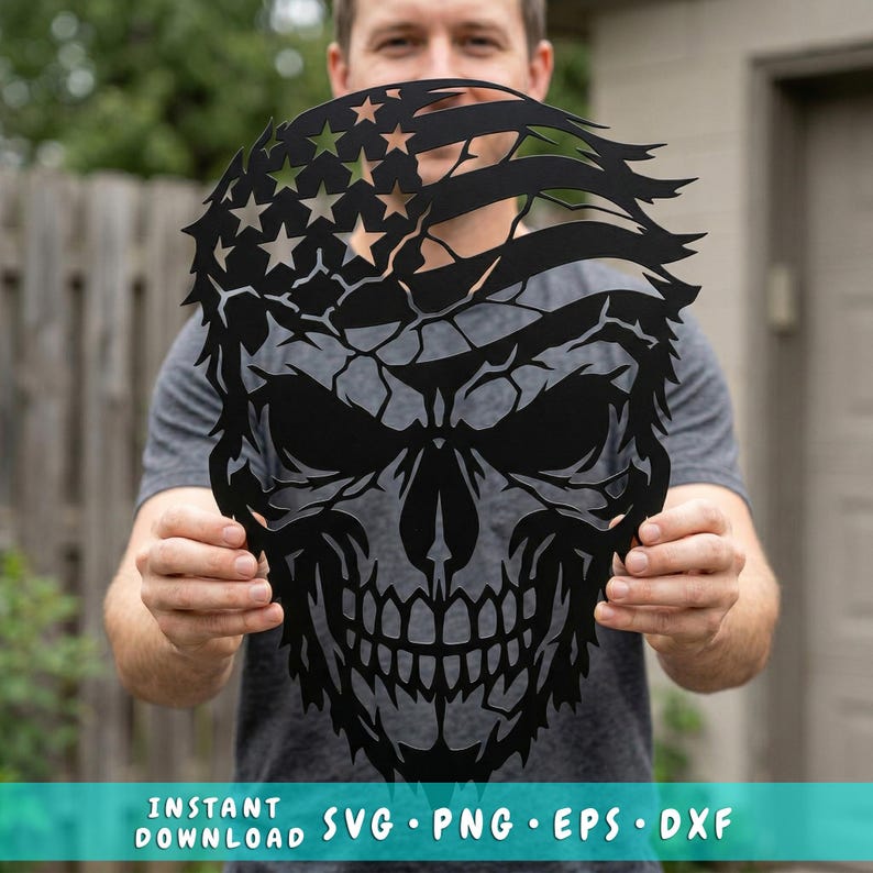 Patriotic Skull Flag SVG