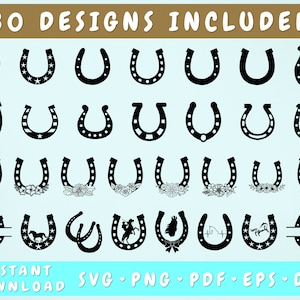 30 Hufeisen SVG Bundle, Hufeisen Png, Floral Hufeisen SVG, Hufeisen Split Monogramm SVG, Hufeisen geschnitten Dateien, Hufeisen Clipart