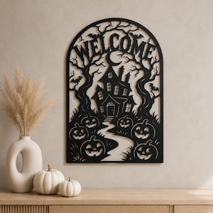 Haunted House Welcome Sign Laser SVG Halloween DXF Pumpkin Metal haunted-house-welcome-sign-laser-svg-halloween-dxf-pumpkin-metal