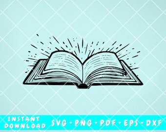 Open Book SVG, Book Lover SVG, Reading Svg, Png, Bookworm SVG, Book Clipart, Book Cut File, Book Design