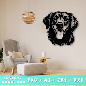 Golden Retriever Laser SVG Cut File, Golden Retriever Wall Art SVG, DXF, Eps, Golden Retriever Vector Cut File, Goldie Laser Ready Svg