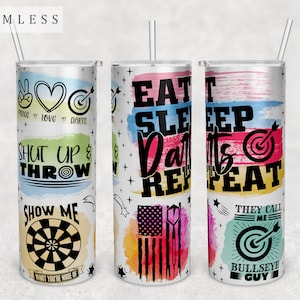 Darts Tumbler Wrap, 20oz Skinny Tumbler PNG File, Seamless Tumbler Sublimation Design, Darts Player Tumbler PNG, They Call Me Bullseye Guy