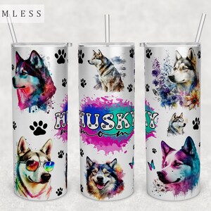 Husky Mom Tumbler Wrap, 20oz Skinny Tumbler PNG File, Seamless Tumbler Sublimation Design, Husky Mama Tumbler PNG, Siberian Husky PNG