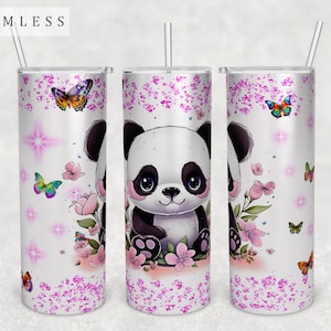 Baby Panda Tumbler Wrap, 20oz Skinny Tumbler PNG File, Seamless Tumbler Sublimation Design, Cute Little Panda Tumbler PNG, Panda Tumbler PNG