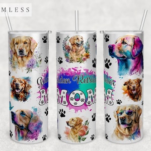 Golden Retriever Mom Tumbler Wrap, 20oz Skinny Tumbler PNG File, Seamless Tumbler Sublimation Design, Golden Retriever Mama Tumbler PNG
