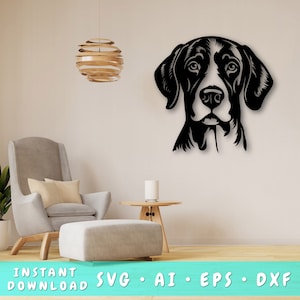 German Shorthaired Pointer Laser SVG, German Shorthaired Pointer Wall Art SVG, DXF, Eps, German Shorthaired Pointer Face Laser Ready Svg