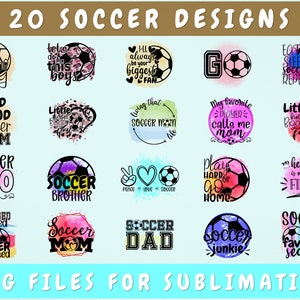 Soccer Sublimation Designs, 20 Soccer PNG Files For Sublimation, Soccer Sublimation Pngs, Soccer Fan Png Designs Bundle, Soccer Mom Png