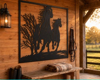 Running Horses Laser SVG, Horse Metal Wall Art DXF, Wild Mustang Plasma Cut File, CNC Ranch Decor, Western Svg Png Eps Download