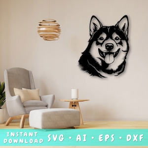 Shiba Inu Laser SVG Cut File, Shiba Inu Wall Art SVG, DXF, Eps, Shiba Inu Vector Cut File, Shiba Inu Face Laser Ready Svg