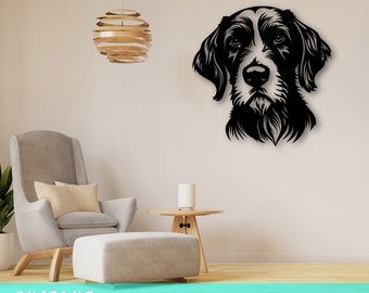 German Wirehaired Pointer Laser SVG Cut File, German Wirehaired Pointer Wall Art SVG, DXF, Eps, German Wirehaired Pointer Vector Cut File