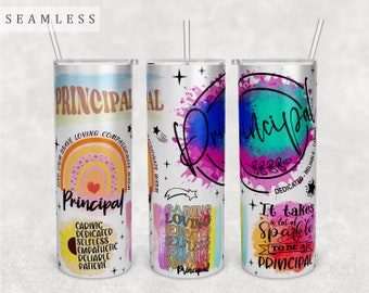 Principal Tumbler Wrap, 20oz Skinny Tumbler PNG File, Seamless Tumbler Sublimation Design, Principal Definition Tumbler PNG