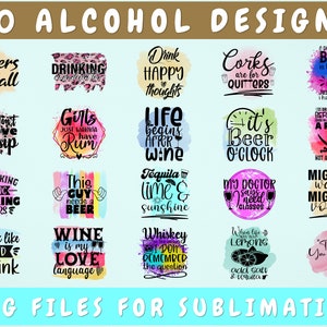 Alcohol Sublimation Designs Bundle, 20 Designs, Alcohol PNG Files For Sublimation, Alcoholic Drinks PNG, Wine Png, Beer Png, Whiskey Png