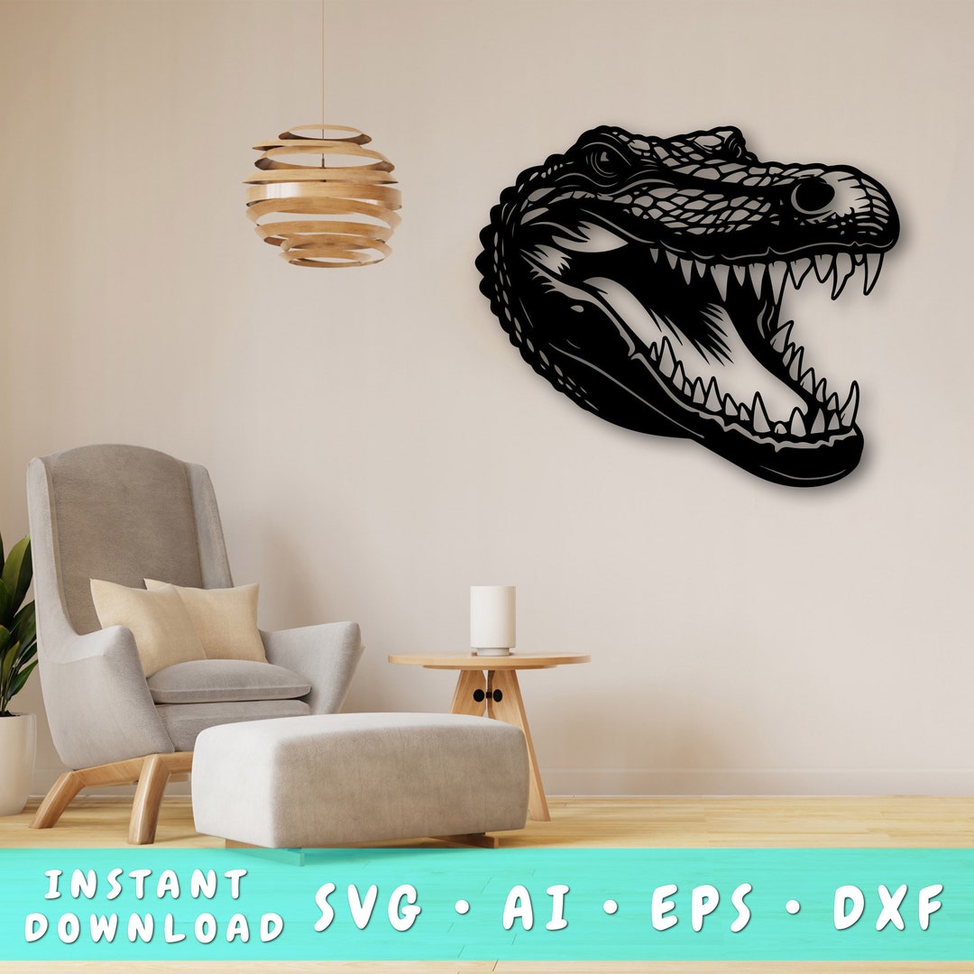 Alligator Laser SVG Cut File, Alligator Wall Art SVG, DXF, Eps ...