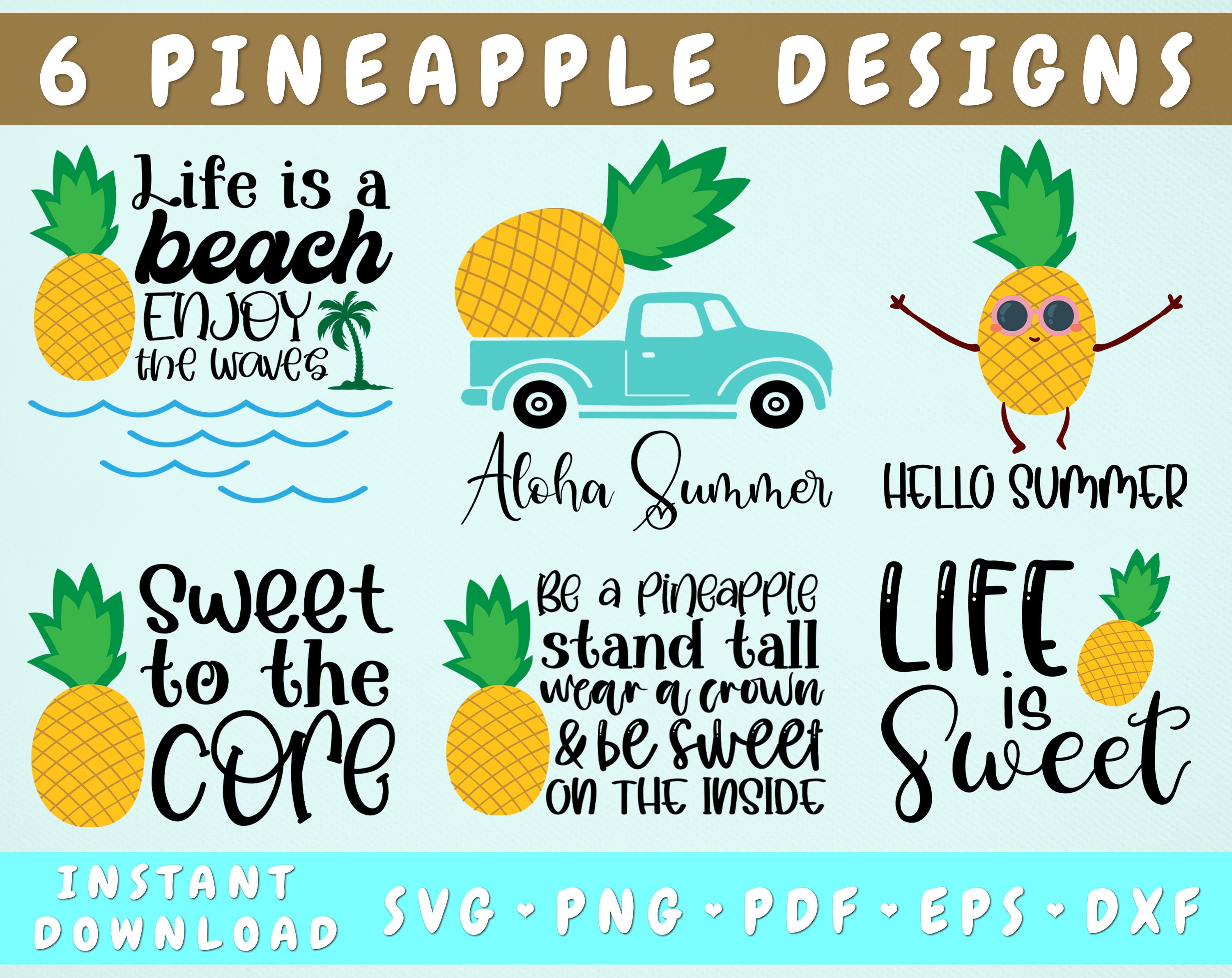 Pineapple Quotes SVG Bundle 6 Designs Pineapple Sayings SVG Etsy