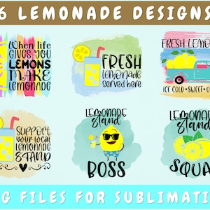 Lemonade Sublimation Designs Bundle, 6 Lemonade Stand PNG Files, Lemonade Stand Boss PNG, Lemonade Stand Squad PNG, Fresh Lemonade Png
