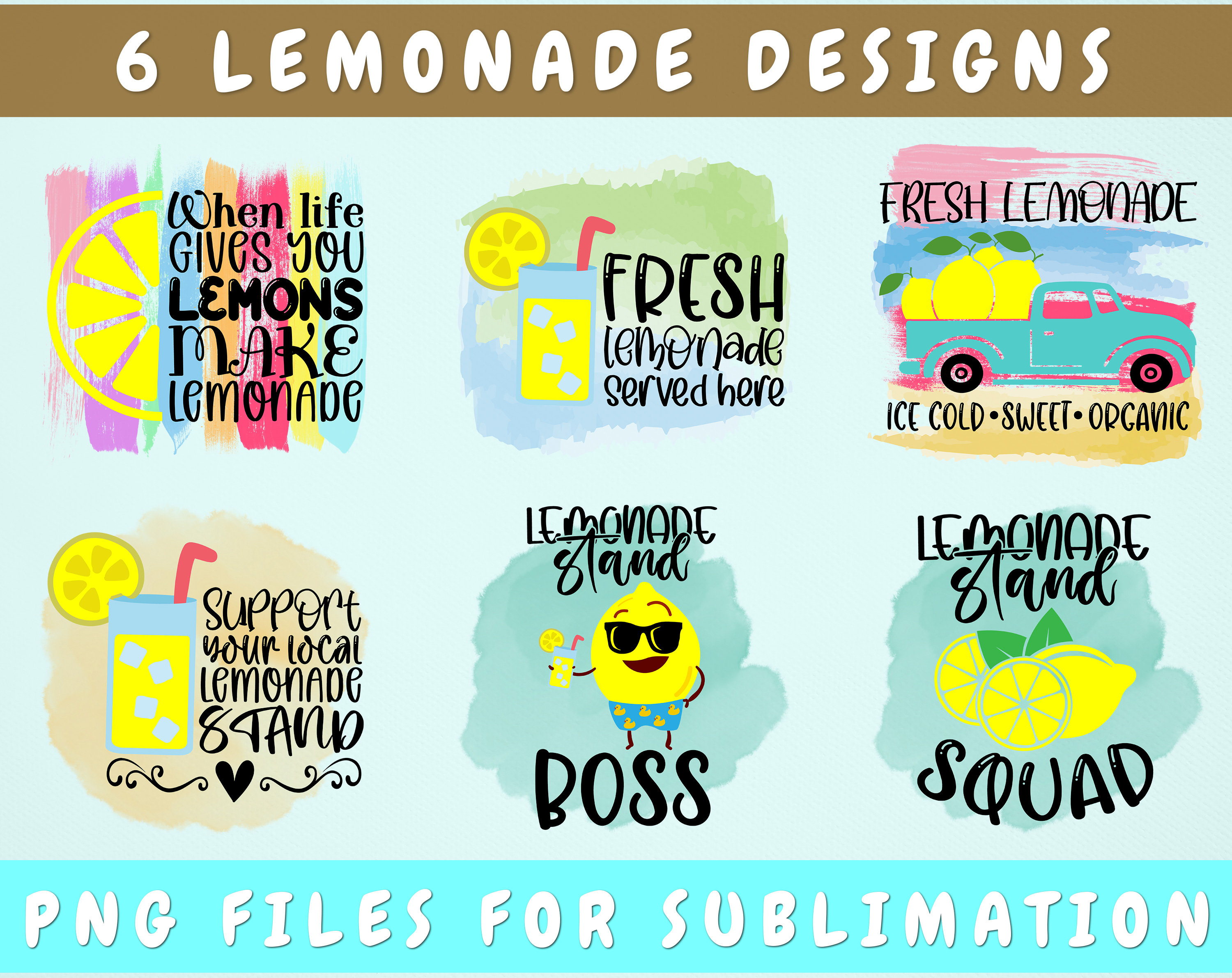 Lemonade Sublimation Designs Bundle 6 Lemonade Stand PNG Etsy
