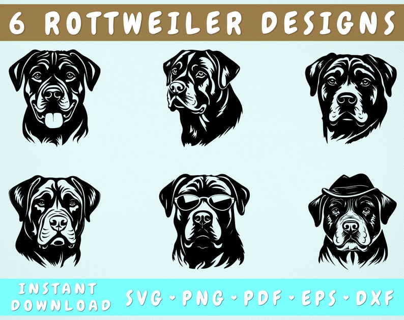 Free Rottweiler Svg Files Rottweiler SVG Bundle, 6 Designs, Rottweiler Cut Files, Rottweiler ...