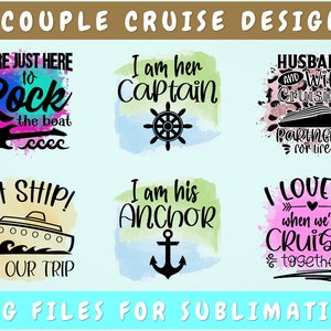Couple Cruise Sublimation Designs Bundle, 6 Couple Cruise PNG Files, Husband And Wife Cruise PNG, I Love It When We&#39;re Cruising Together PNG