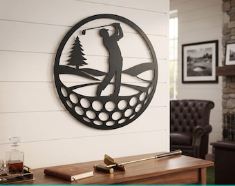 Golfer Laser SVG | Golf Ball Metal Wall Art DXF | Golf Player Silhouette CNC Plasma Cut File | Laser Cut Svg | Golf Course Decor