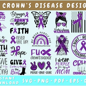Morbus Crohn SVG Bundle - 22 Designs, lila Band SVG, Morbus Crohn geschnitten Dateien, Morbus Crohn Krieger SVG, Png