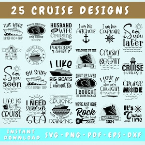 Cruise SVG Bundle, 25 Designs, Cruise Quotes SVG, Cruise Shirt Svg Cut Files, Cruise Sayings SVG, Family Cruise Svg, Funny Cruise Svg