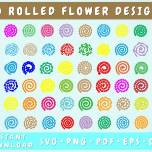 Rolled Flower SVG Mega Bundle - 60 Designs, 3D Papier Blumen Vorlagen svg Sofort Download, Cut Files für Cricut, Silhouette
