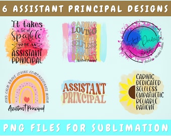 Paquete de diseños de sublimación para subdirector/a, 6 diseños, archivos PNG de subdirector/a para sublimación, definición de subdirector/a en formato PNG.
