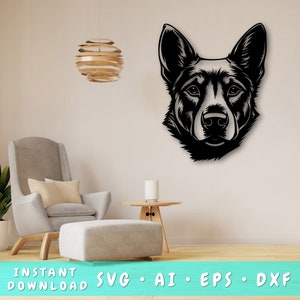 Kelpie dog Laser SVG Cut File, Kelpie dog Wall Art SVG, DXF, Eps, Kelpie dog Head Vector Cut File