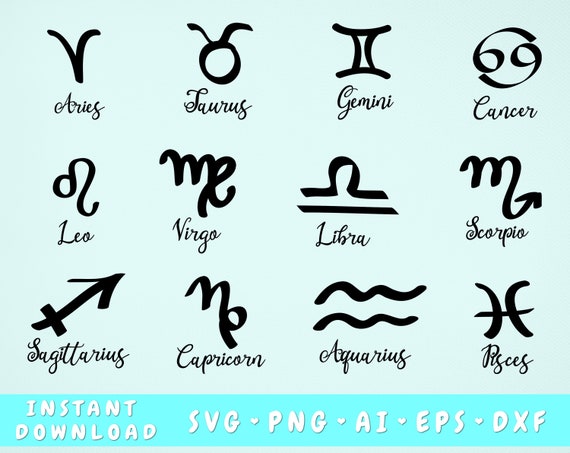 Zodiac Signs SVG Bundle 12 Designs Astrology Svg Horoscope | Etsy