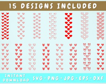 15 Hearts Glitter Pen Wraps, Hearts Epoxy Pen Wrap SVG, Hearts Pen Wrap Cut Files, Hearts Pen Wrap Silhouette, Hearts Pen Wrap Stencil