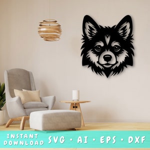 Pomsky Laser SVG Cut File, Pomsky Wall Art SVG, DXF, Eps, Pomsky Vector Cut File, Pomsky Laser Ready Svg
