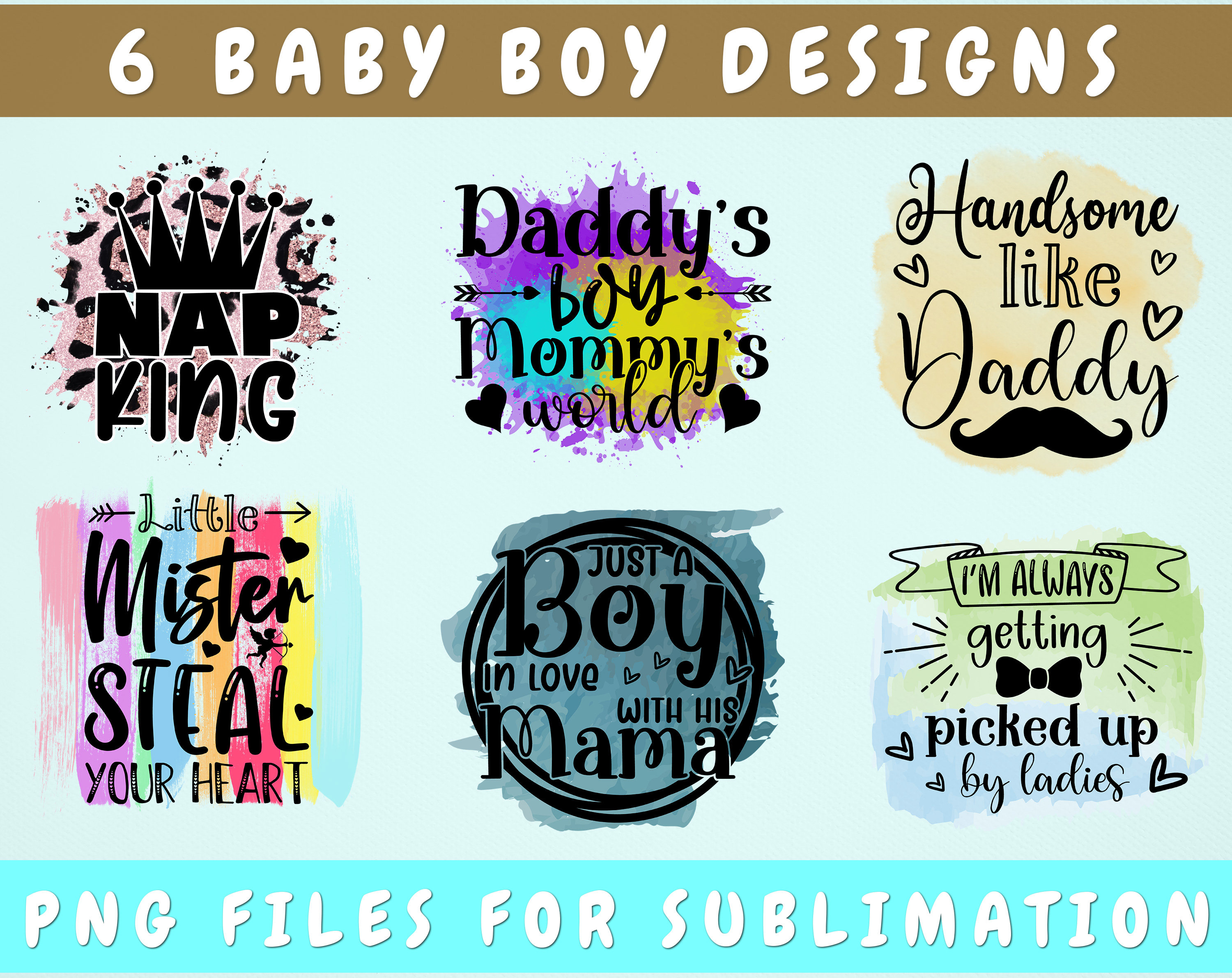 Baby Boy Sublimation Designs Bundle 6 Designs Baby Boy PNG Etsy