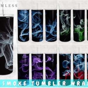 Smoke Tumbler Wraps Bundle, 5 Designs, 20oz Skinny Tumbler PNG Files, Seamless Smoke Tumbler Sublimation Designs, Smoke PNG