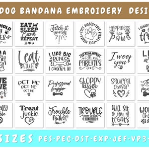Dog Bandana Embroidery Designs Bundle - 24 Designs, Dog Bandana Embroidery Patterns, Dog Bandana PES Files, Dog Lover Embroidery Files