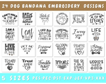 Dog Bandana Embroidery Designs Bundle - 24 Designs, Dog Bandana Embroidery Patterns, Dog Bandana PES Files, Dog Lover Embroidery Files