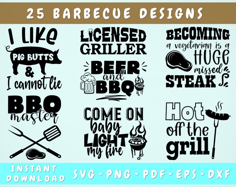 Barbecue Quotes SVG Bundle 25 Designs Barbecue Sayings SVG Etsy