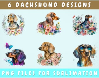 Dachshund Sublimation Designs Bundle, 6 Dachshund PNG Files, Dachshund In Sunglasses PNG, Dachshund Clipart