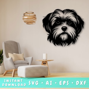 Maltese Dog Laser SVG Cut File, Maltese Wall Art SVG, DXF, Eps, Maltese Vector Cut File, Maltese Face Laser Ready Svg
