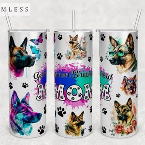 German Shepherd Mom Tumbler Wrap, 20oz Skinny Tumbler PNG File, Seamless Tumbler Sublimation Design, German Shepherd Mama Tumbler PNG