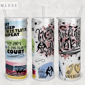 Wrestling Quotes Tumbler Wrap, 20oz Skinny Tumbler PNG File, Seamless Tumbler Sublimation Design, Wrestling Sayings Tumbler PNG