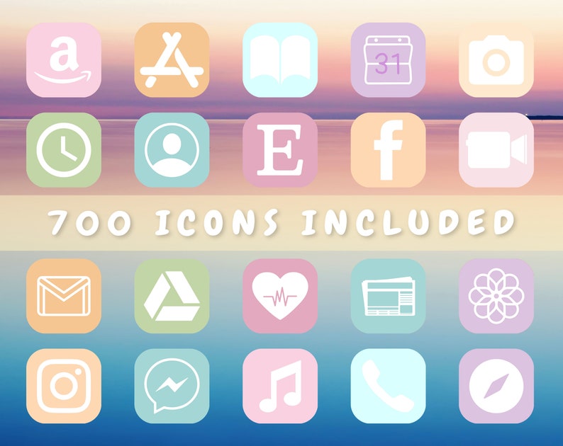 IOS 14 Pastel App Icons Mega Bundle 700 Icons Pack 70 Apps