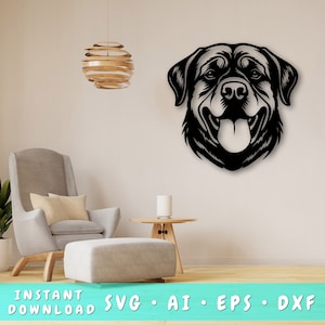 Rottweiler Laser SVG Cut File, Rottweiler Wall Art SVG, DXF, Eps, Rottweiler Vector Cut File, Rottweiler Face Laser Ready Svg