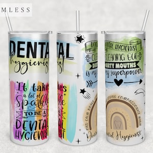 Dental Hygienist Tumbler Wrap, 20oz Skinny Tumbler PNG File, Seamless Tumbler Sublimation Design, Dental Tumbler PNG