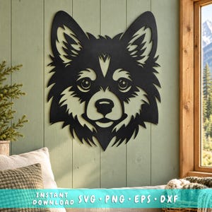 Pomsky Laser SVG | Pomsky DXF | Dog Metal Wall Art | CNC Plasma Cut File | Pomeranian Husky Mix Silhouette
