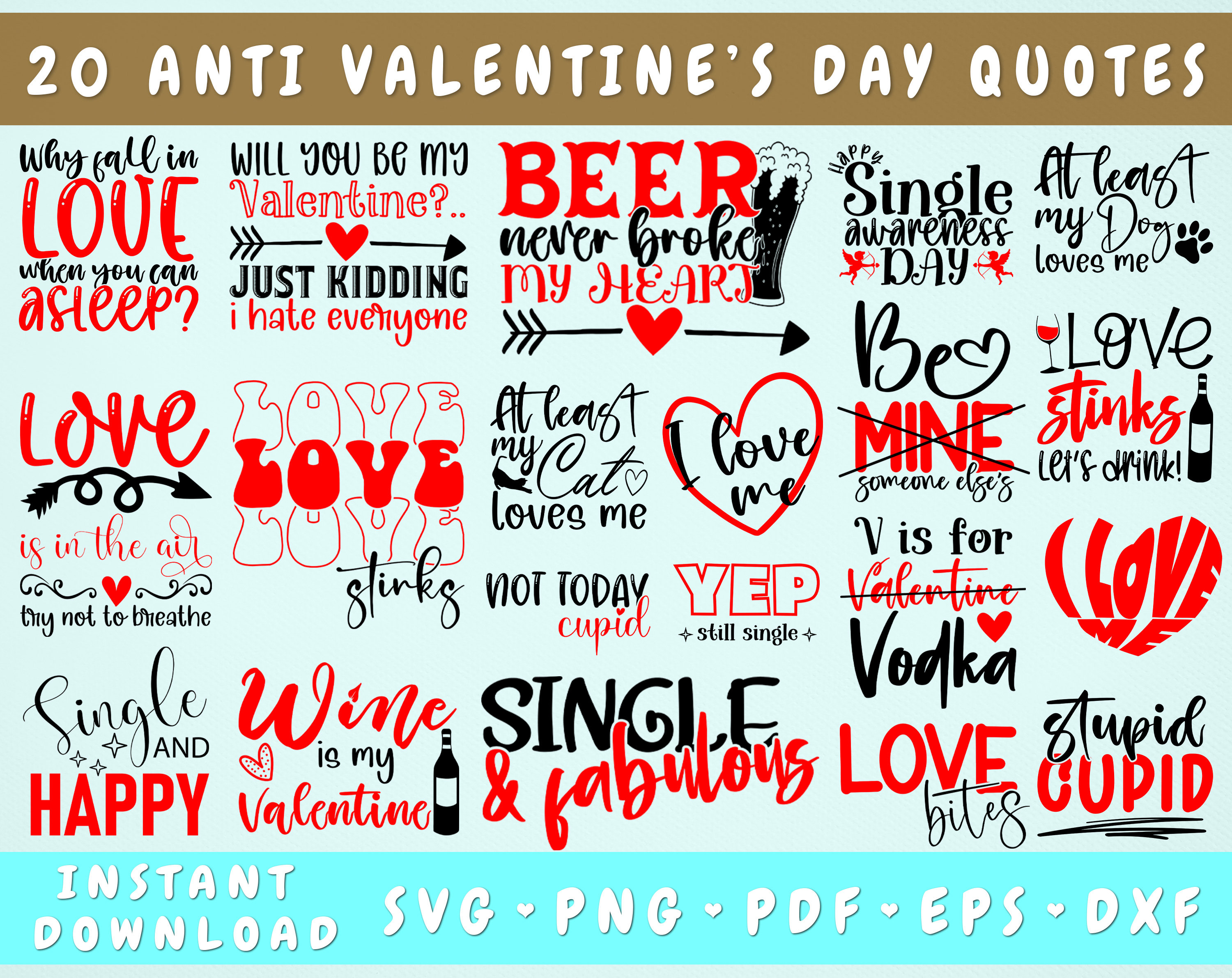 Anti Valentine's Day SVG Bundle 20 Designs - Etsy Anti Valentine's Day SVG Bundle 20 Designs - Etsy