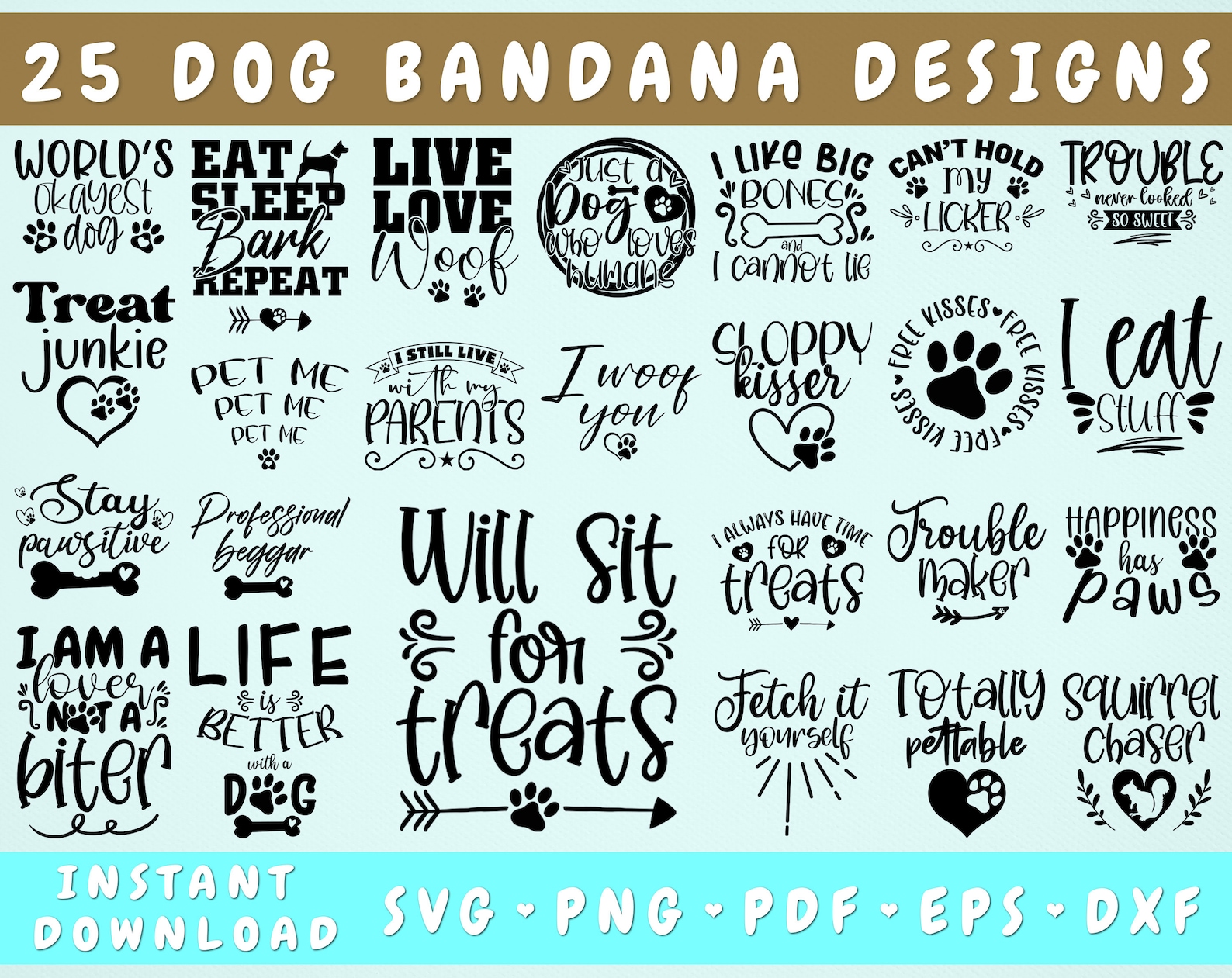 Dog Bandana SVG Bundle 25 Designs Dog Bandana Sayings SVG Etsy Australia