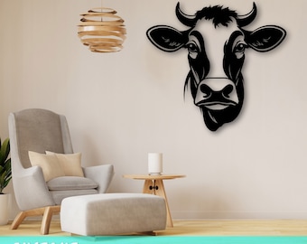 Cow Laser SVG Cut File, Cow Wall Art SVG, DXF, Eps, Cow Vector Cut File, Cow Laser Ready Svg, Cow Face Svg